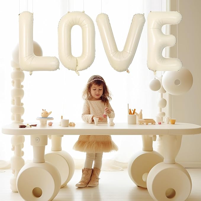 Cream LOVE Letter Balloons,40 Inch Love Balloon Beige Helium Big Nude Balloon for Anniversary Wedding Party Decorations
