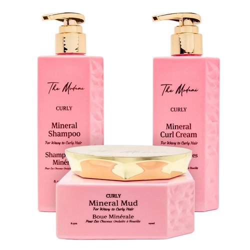 Curly Mineral Kit - Shampoo (8.5oz/250ml), Mineral mud (8.5oz/250ml) and Curly Mineral Curl Cream (8.5oz/250ml) Complete 3-step system for curly hair care