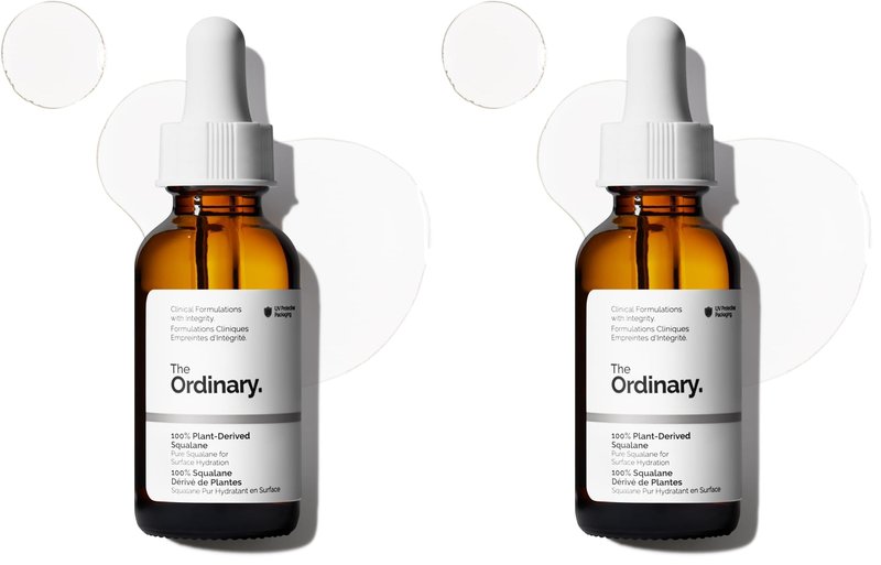 The Ordinary 100% Plant-Derived Squalane,for Skin and Hair,Lightweight Hydration,and Moisture Barrier Support,1 Fl Oz,(Pack of 2)