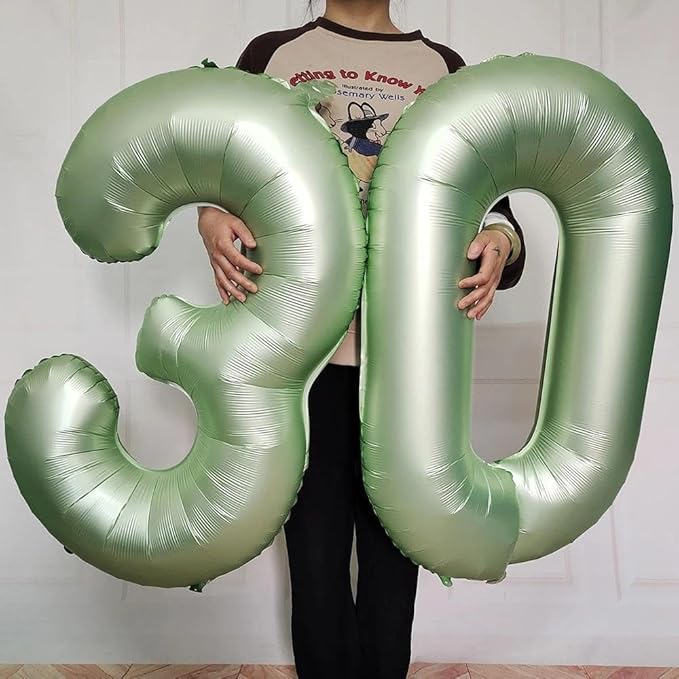 Sage Green Number 4 Balloon 40 Inch, 4 Balloon Number, 4th Birthday Decorations, Oliver Green Party Supplies for Boys Girls