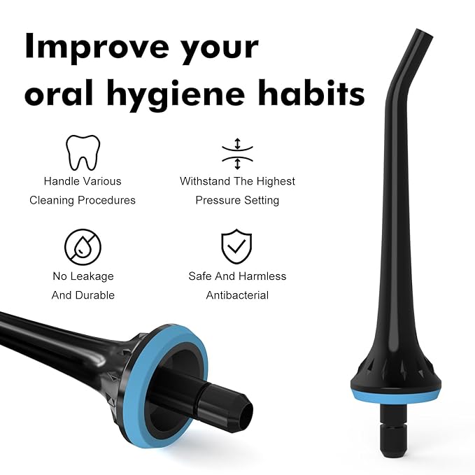 Replacement Tips for Oralfree,Nicwell,Nicefeel,COSLUS,Mospro,Zerhunt,McNaval Water Flosser, Replacement Heads Oral Irrigator Jet Tip Nozzel,Blcak（3 Pack）