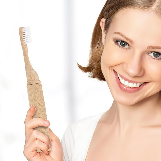 EXHUMKY Foldable Toothbrush with Soft Bristles Portable Manual Toothbrush for Travel with Handle Travel Oral Care Accessory
