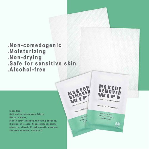 500 pcs Makeup Remover Wipes Individually Wrapped Makeup Wipes Bulk Face Cleansing Wipes, Individual Wet Wipes, Travel Towelette Makeup Remover Cloth for Face Cleansing Skin Care Remove Makeup