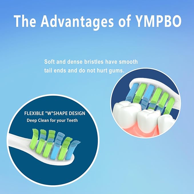 YMPBO 10 Pack Toothbrush Replacement Heads Compatible with 7AM2M AM100/AM105/AM110 Electric Toothbrush, Soft Brush Bristles, White
