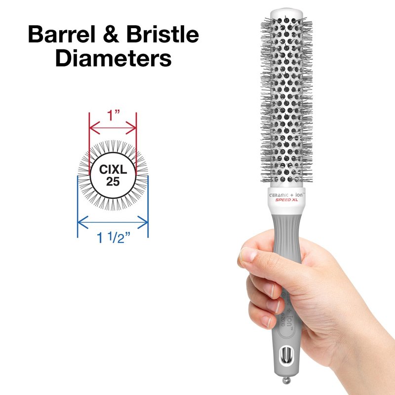 Olivia Garden Ceramic + Ion Speed XL - Extra-Long Round Thermal Hair Brush - Not Electrical - Professional Blowout Brush for Normal to Thick Hair - 1"- Diameter Barrel - CIXL-25