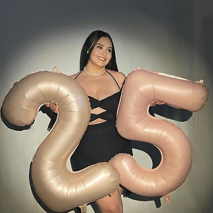 Light Brown Number 0 Balloon 40 Inch, 0 Balloon Numberfor 10th 20th 30th 40th 50th 60th Birthday Decorations, Light Brown Party Supplies for Men Women