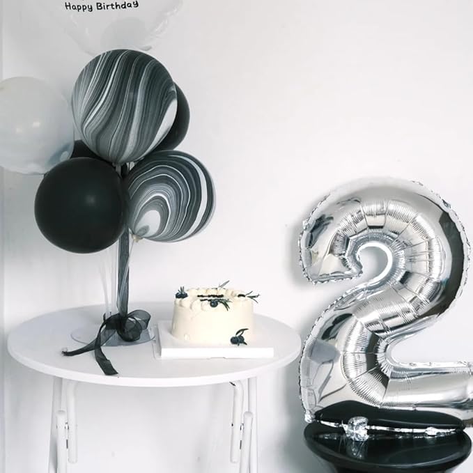40 inch Silver Number Balloon Giant Foil Helium Balloons Silver Number 7 Balloon for 7th Birthday Party Anniversary Decorations Supplies