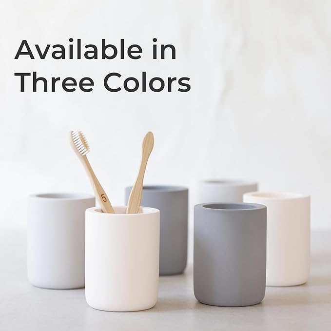 Selegna Drying Stone Toothbrush Holder, Diatomite Toothbrush Holders for Bathroom, Quick Drying Electric Toothbrush & Toothpaste Holder Cup, Diatomaceous Earth Bathroom Sink Organizer (Beige)
