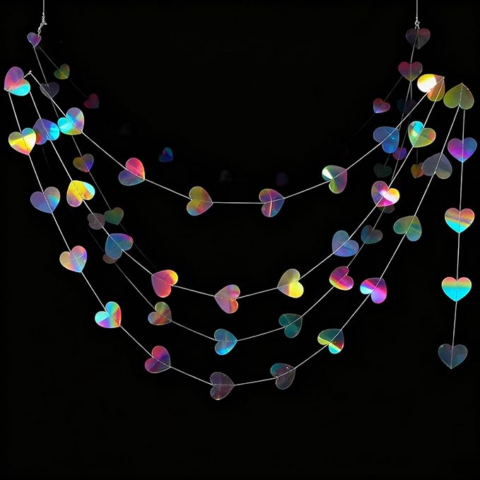 52 Feet Star Garland Banner Decorations for Party,Gold Star Hanging Bunting Banner Hanging Glitter Stars Garland Christmas Birthday Decorations (4 Pack Heart)