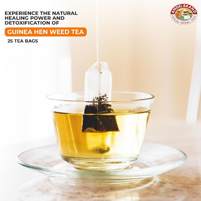 Angel Brand Guinea Hen Weed Tea – 25 bags Pack of 3, Naturally Dried Leaves, Earthy Herbal Flavor, Herbal Tea