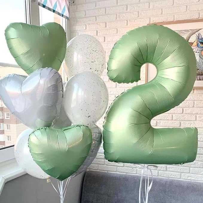 40 Inch Green Number Balloon 5 Olive Green Foil Balloon Sage Green 5 Balloons Mylar Helium Balloon for Birthday Party Decorations Girls Boys Baby Shower Wedding Anniversary Decoration (Number 5)