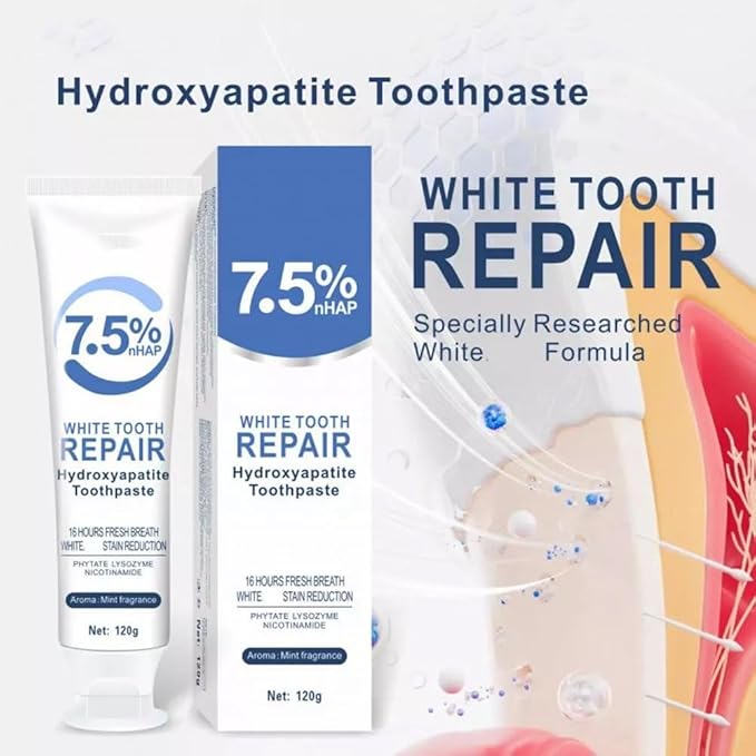 Hydroxyapatite Toothpaste for Enamel Protection & Tooth Strength, Mint Flavor, Fresh Breath, Daily Use