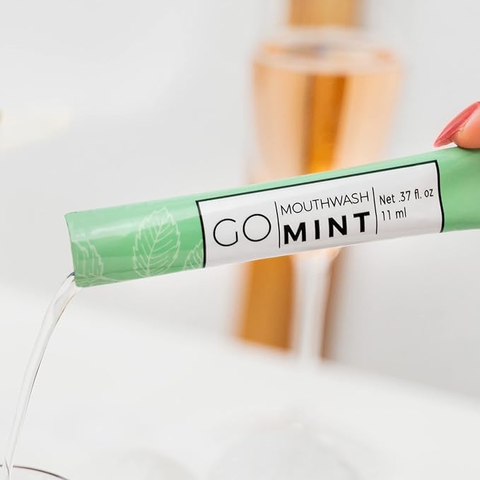 GO Travel Size Mouthwash Packets – Individual Mini Single Packets for Fresh Breath - TSA Compliant - Smart Packet Design to Reduce Travel Bottle Waste. Alcohol-Free.