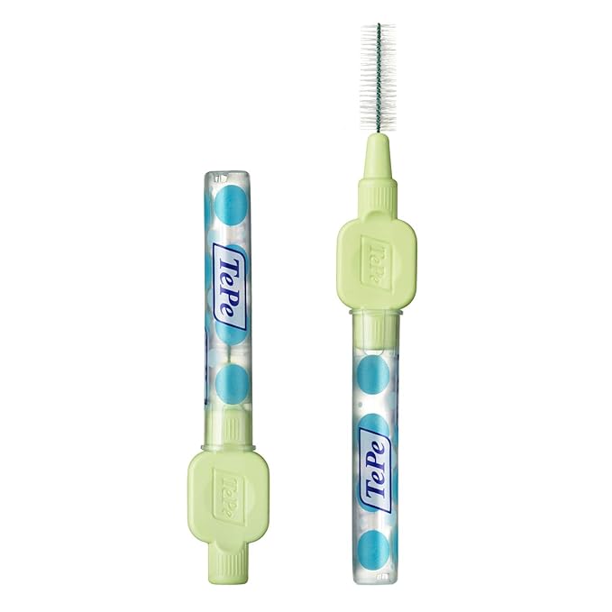 TePe Interdental Brush Extra Soft, Supersoft Dental Brush for Teeth Cleaning, Pack of 8, 0.8 mm, Large Gaps, Green, Size 5