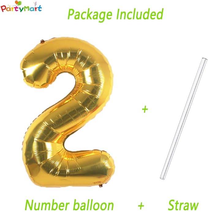 Gold Foil Balloons Number 2, 42 inch