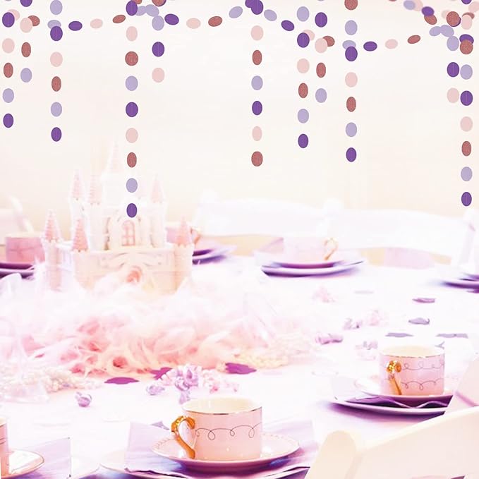 Rose-Gold Pink-Purple Party-Decorations Streamers Garland - 52Ft Baby Shower Decorations for Girl Women Birthday Hanging Paper Banner,Bachelorette Wedding Engagement Decor Banners Lasting Surprise