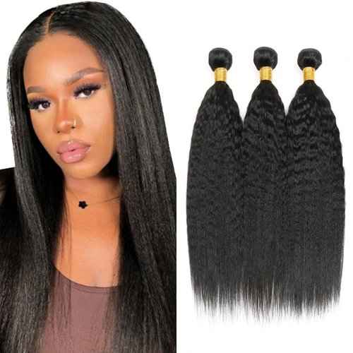 Condescension Human Hair Bundles 20 22 24 Inch Kinky Yaki Wave Human Hair Bundles Unprocessed Brazilian Virgin Quick Weave Hair for Black Women