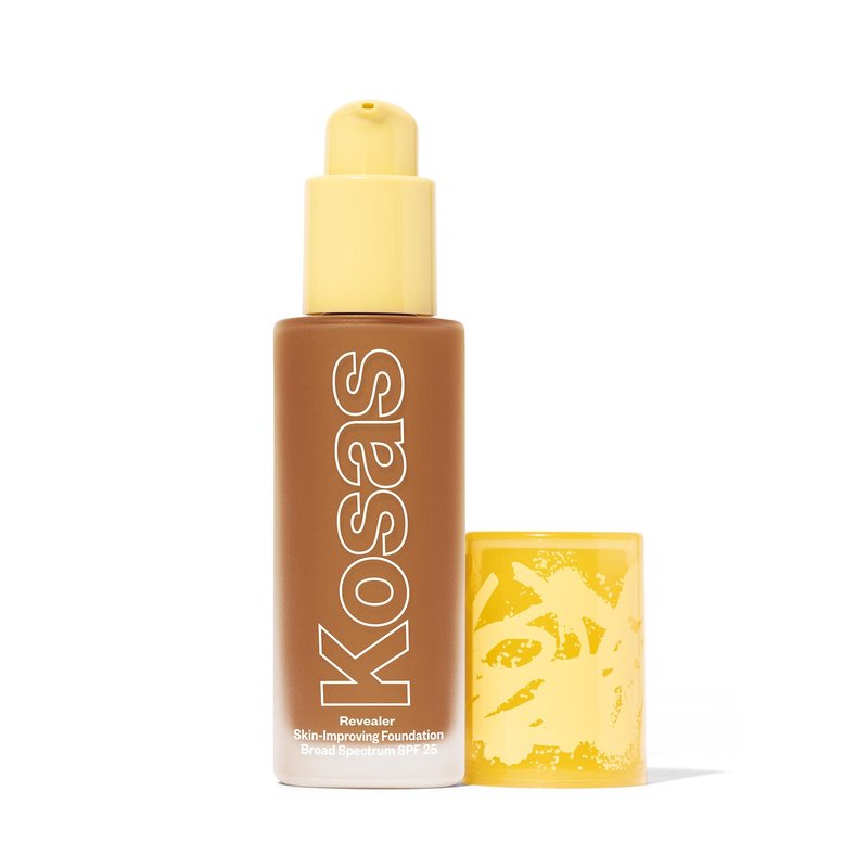 Kosas Revealer Liquid Foundation SPF 25 – Medium Buildable Coverage, Hydrating Natural Glow Finish, Medium Deep Warm 350