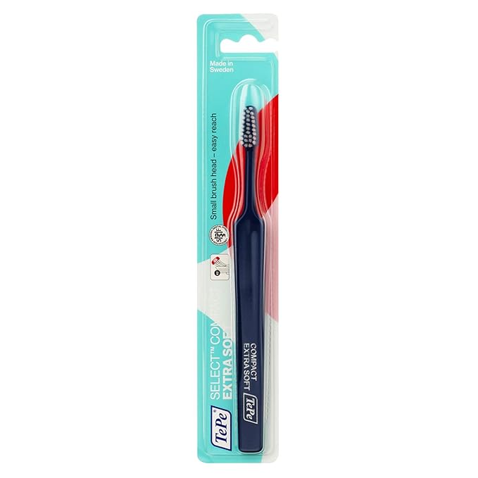 TePe Select X-Soft Toothbrush, Adult Soft-Bristle Toothbrush with Compact Tapered Head and Angled Neck, Pack of 1