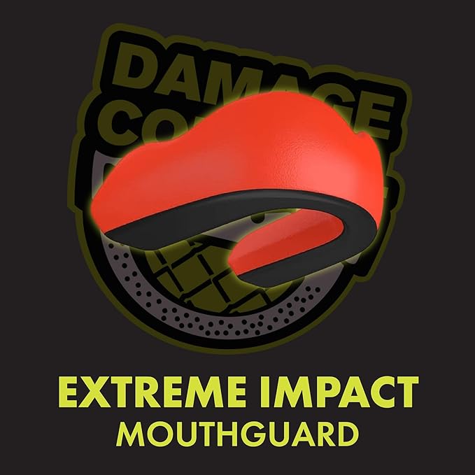 DAMAGE CONTROL Extreme Impact Mouth Guard – Sports Mouthguard for Boxing, MMA, BJJ, Hockey, Rugby, Lacrosse, & More – Mouthpiece for Teeth & Jaw Protection, for Youth & Adults (Adult, Red)