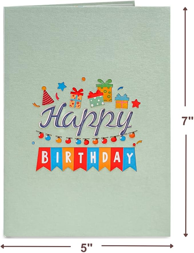 Paper Love Happy Birthday Card, 3D Ice Cream Truck Pop Up Birthday Card, For Boys and Kids - 5"x7" Cover - Includes Envelope and Note Tag