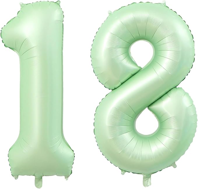 40 Inch Number 18 Balloons, Olive Green Giant Jumbo Helium Number 18 Foil Balloons for 18th 81th Birthday Party Anniversary Events Boys Girls Decorations Supplies