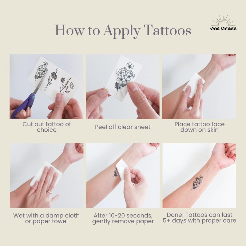 One Grace Soul Collection - Inspirational and Motivational Words Small Temporary Tattoos - Realistic Long Lasting Waterproof Black Mini Tattoos for Women and Men