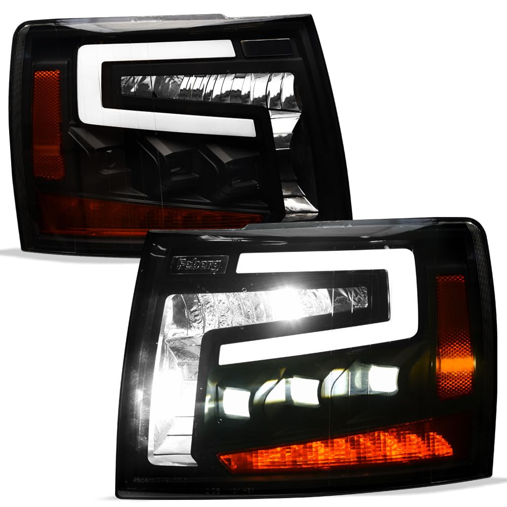 TLAPS 7422455335392 Compatible With 2007-2013 Chevy Silverado 1500/2007-2014 2500 3500 HD Black Housing Full LED Sequential Tri