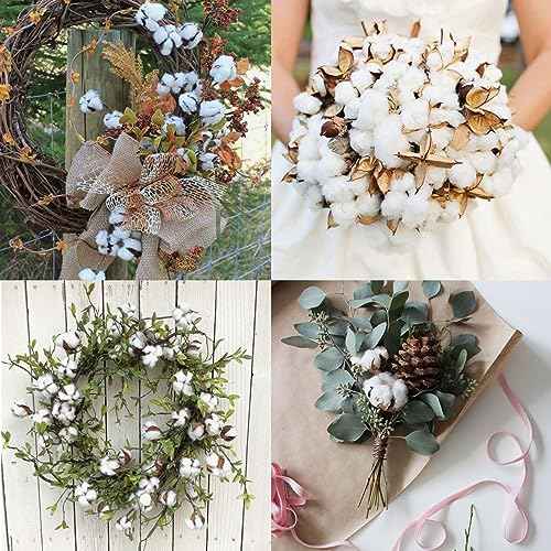 25 Pcs White Cotton Bolls Balls Decor, Dried Cotton Balls for Wreath Decorative, Home, Wedding Decor Balls