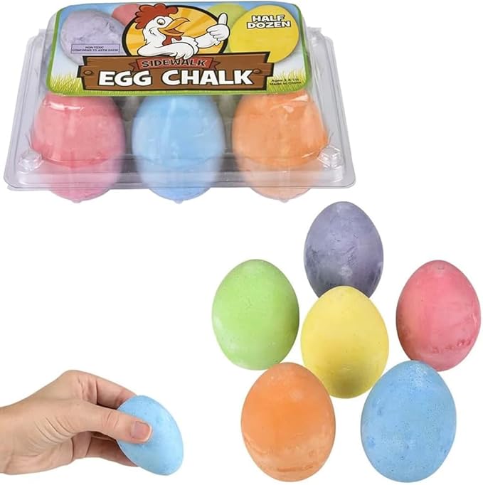 24-Pack Easter Egg Chalk, Sidewalk Chalk for Kids, Easter Basket Stuffers Gifts Fillers, Perfect For Easter Egg Hunt, Party Favors, 2.5" Inch