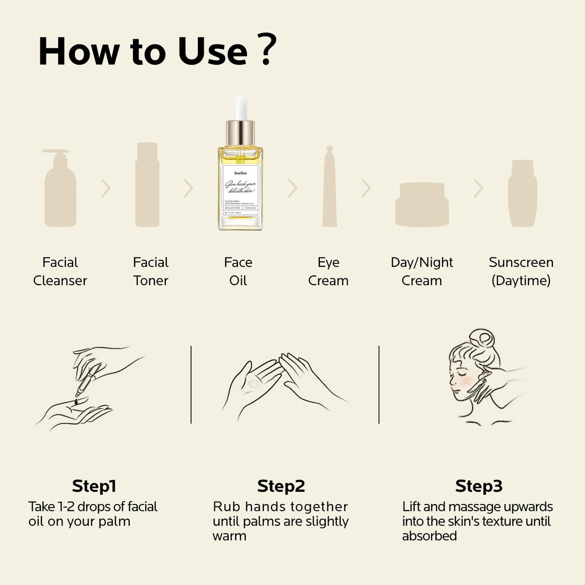 ZealSea Superfood Antioxidant Face Oil: Facial Oil with Antioxidant Rich Plant-Based Oils Hydrating and Smooth Dry Skin Care Gua Sha Massage Skin Therapy Oil for Women Men, 1 Fl Oz (Pack of 2)