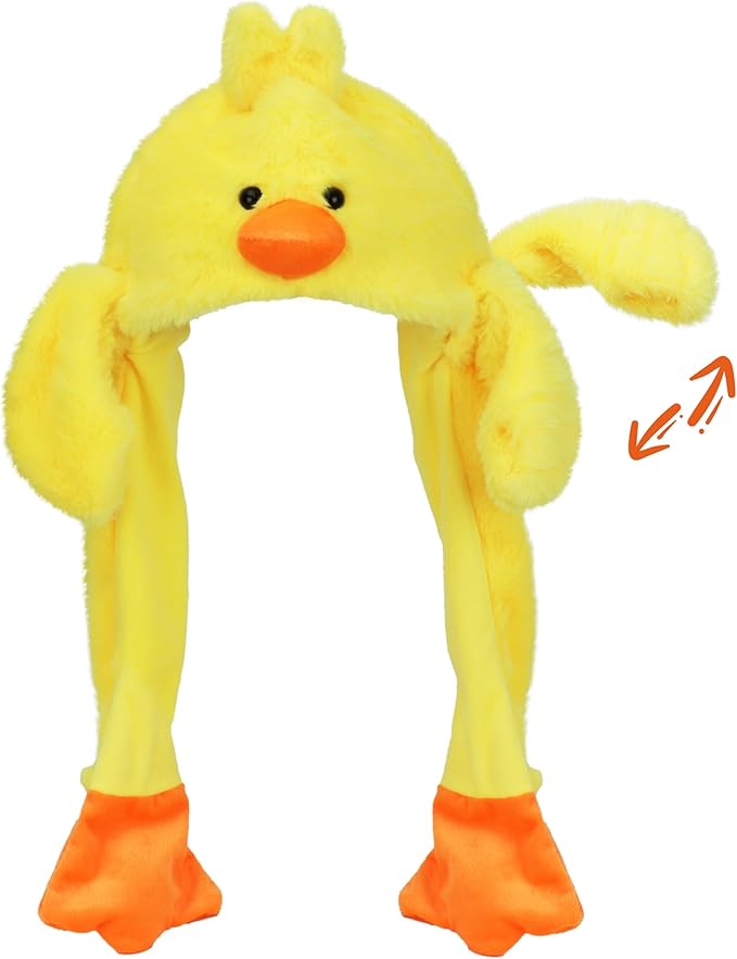 Animal Hat with Ears Moving Jumping Pop Up Beating Hat Plush Holiday Cosplay Dress Up Funny Gift for Kids