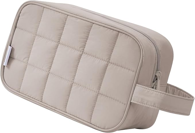 Narwey Puffy Travel Toiletry Bag for Traveling Women Girl, Travel Bag for Toiletries, Cute Travel Makeup Bag Organizer, Quilted Cosmetic Bag Make Up Skincare Medicine Bags