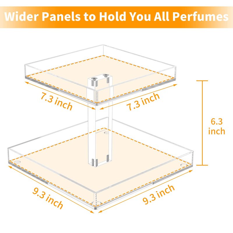 NIUBEE 2-Tier Acrylic Bathroom Cosmetic Storage Organizer for Dresser and Countertop - Standing Perfume Tray for Bedroom Decor