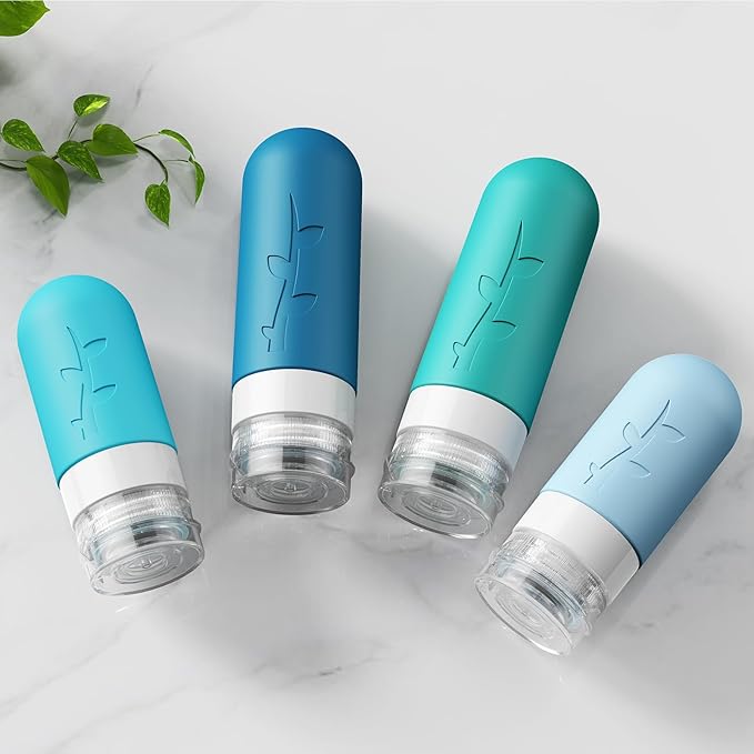 18 Pack Travel Bottles for Toiletries - TSA Approved Silicone Containers, Leak Proof Refillable Liquids Shampoo & Conditioner Essentials