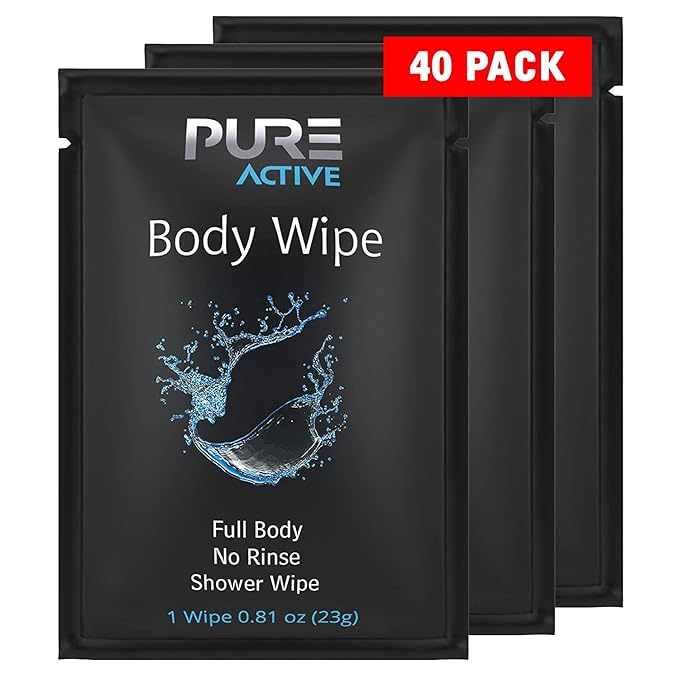 Shower Body Wipes, 40 Individually Wrapped Personal Hygiene Body Wipes for Women and Men, Keep Clean After Gym Travel Camping Outdoors Sports