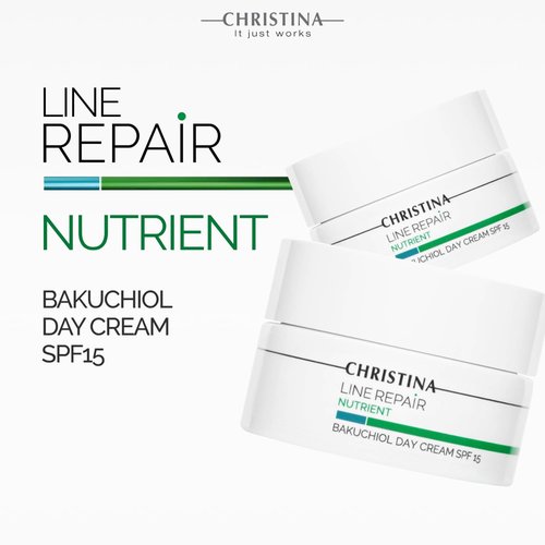 -CHRISTINA- Line Repair Bakuchiol Day Cream with SPF 15 | Face Moisturizer with Blue Light Defense, Ideal for Combination, Normal, Dry Skin | Cream For Face with Anti-Aging effect 50ml / 1.7 fl.oz