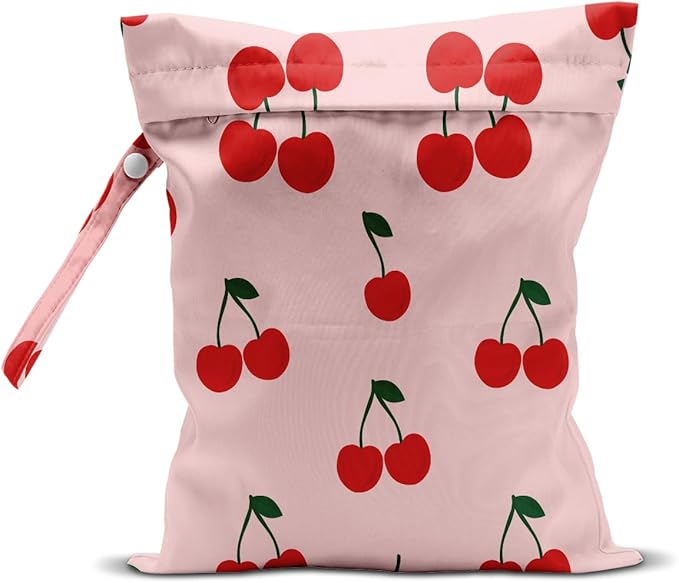 Cherry Wet Bag for Swimsuit Dirty Clothes Yoga Gym Diaper, Wet Dry Bag, Beach Vacation Essential for Travel Poor Bathing Summer Cherry Gifts