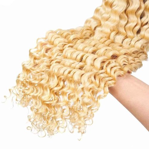 Fabimiya 18 20 22 Inch Bundles Human Hair Blonde 613# Jerry Curly Human Hair Bundles Unprocessed Soft Sewn In Hair with Double Weft for Black Women