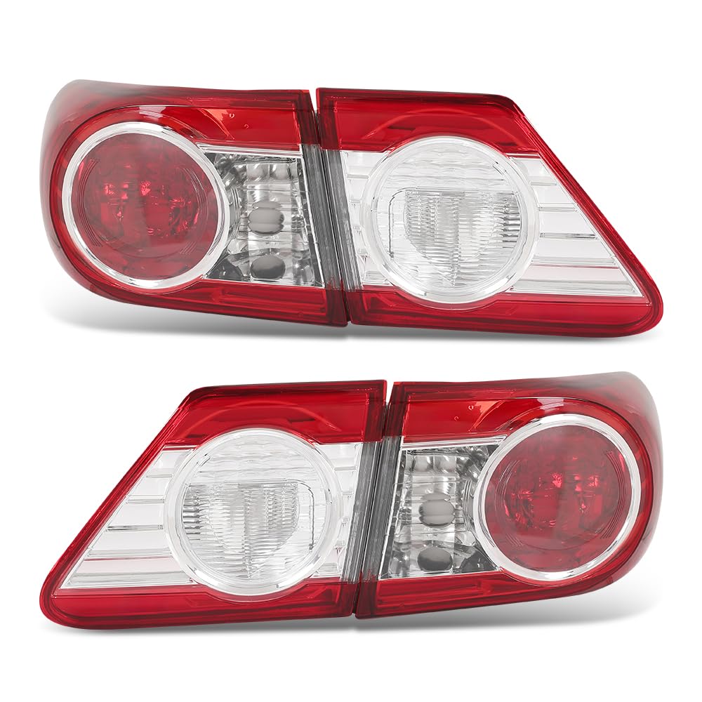 G-PLUS Tail Light Assembly Pair Compatible with Toyota Tacoma 2005 2006 2007 2008 2009 2010 2011 2012 2013 2014 2015 Red Lens Lu