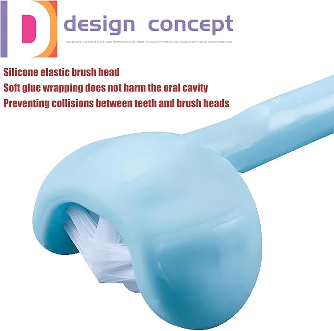 3 Sided Autism Toothbrush 360° Oral Teeth Cleaning Design U-Shaped Toothbrush 4 PCS Adult Soft Bristles Soft and Gentle for Complete Tooth and Gum Care (Mix Colour 4PCS)