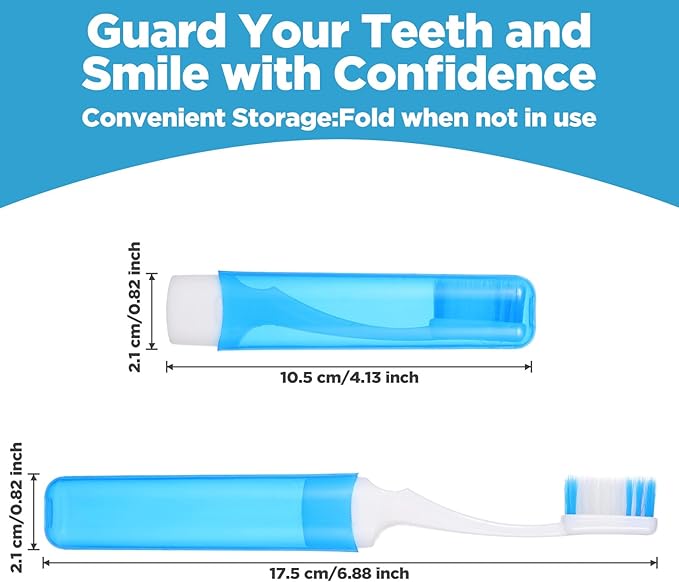 60 Pcs Folding Mini Toothbrush Travel Toothbrush, Portable Travels Size Toothbrushes Tooth Brush with Case, Bulk Toothbrushes Small Tooth Brush for Camping, Hiking, School, Home, Traveling