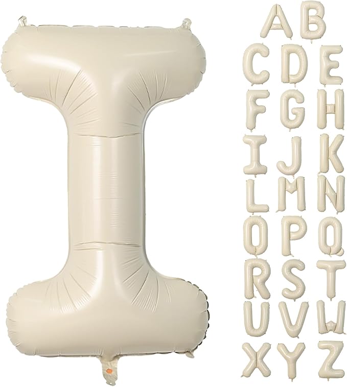 Cream I Letter Balloons,40 Inch Letter I Balloon Beige,Helium Custom Letter Balloon for Birthday Anniversary Party Decorations