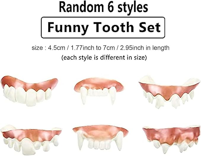 Genérico Vampire Teeth – Realistic Vampire Fangs, 12 Pieces Realistic and Washable Dentures for Horror Costume Parties Adults Children