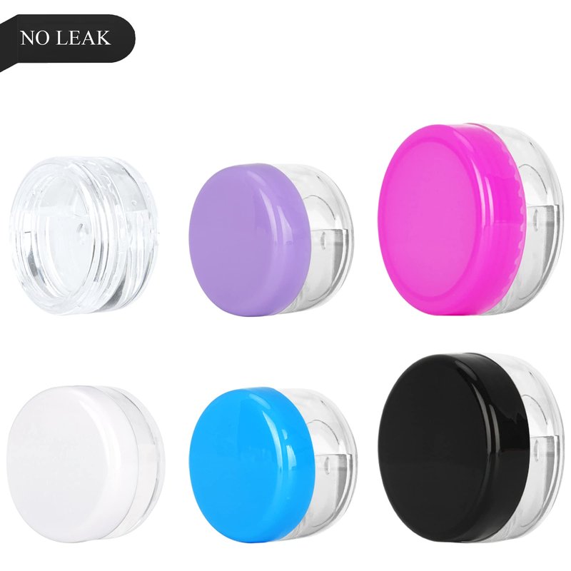 200PCS 3 Gram Sample Containers, 3ml Empty Jars with Lids, Small Cosmetic Containers, Mini Sample Jars with 16PCS Mini Spatulas for Make Up, Oils, Lotion, Powder, Paint, Jewelry, Lip Balms(Black Lid)
