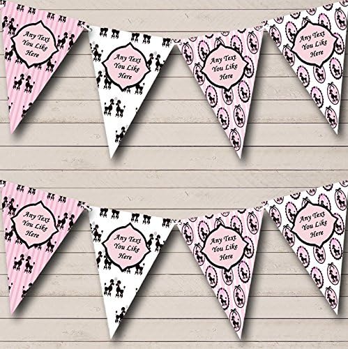 Paris Poodle Black Pink French Personalized Birthday Party Bunting - Hanging Party Decoration - Birthday Party Banner Garland | Decorative Party Supplies