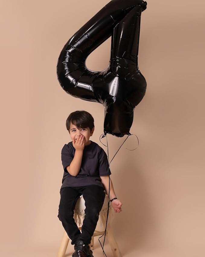 Black Number 6 Balloon 40 Inch, 6 Balloon Number, 6th Birthday Decorations, Black Party Supplies for Boys Girls