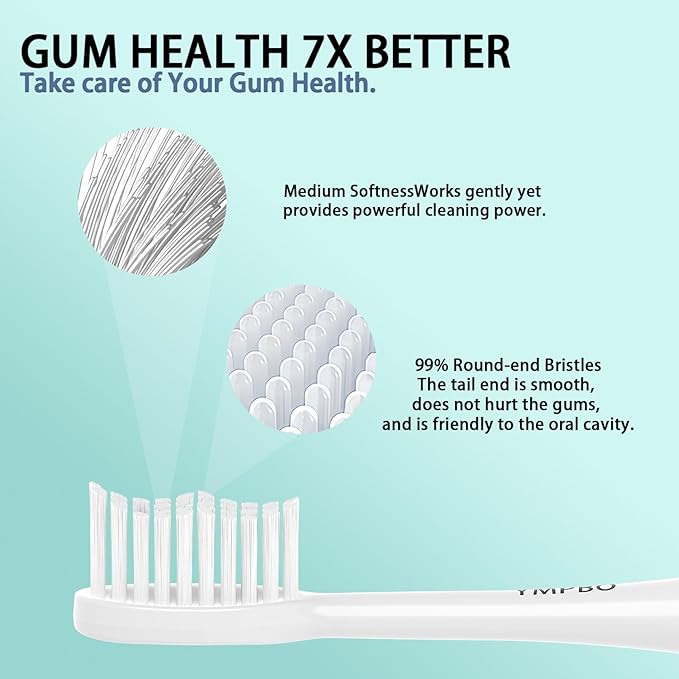 10 Pack Toothbrush Replacement Heads Compatible with TAO Clean Sonic Toothbrush Adults, Tooth Brush Head Toothbrush Heads Refill, Medium Bristles, Super Clean