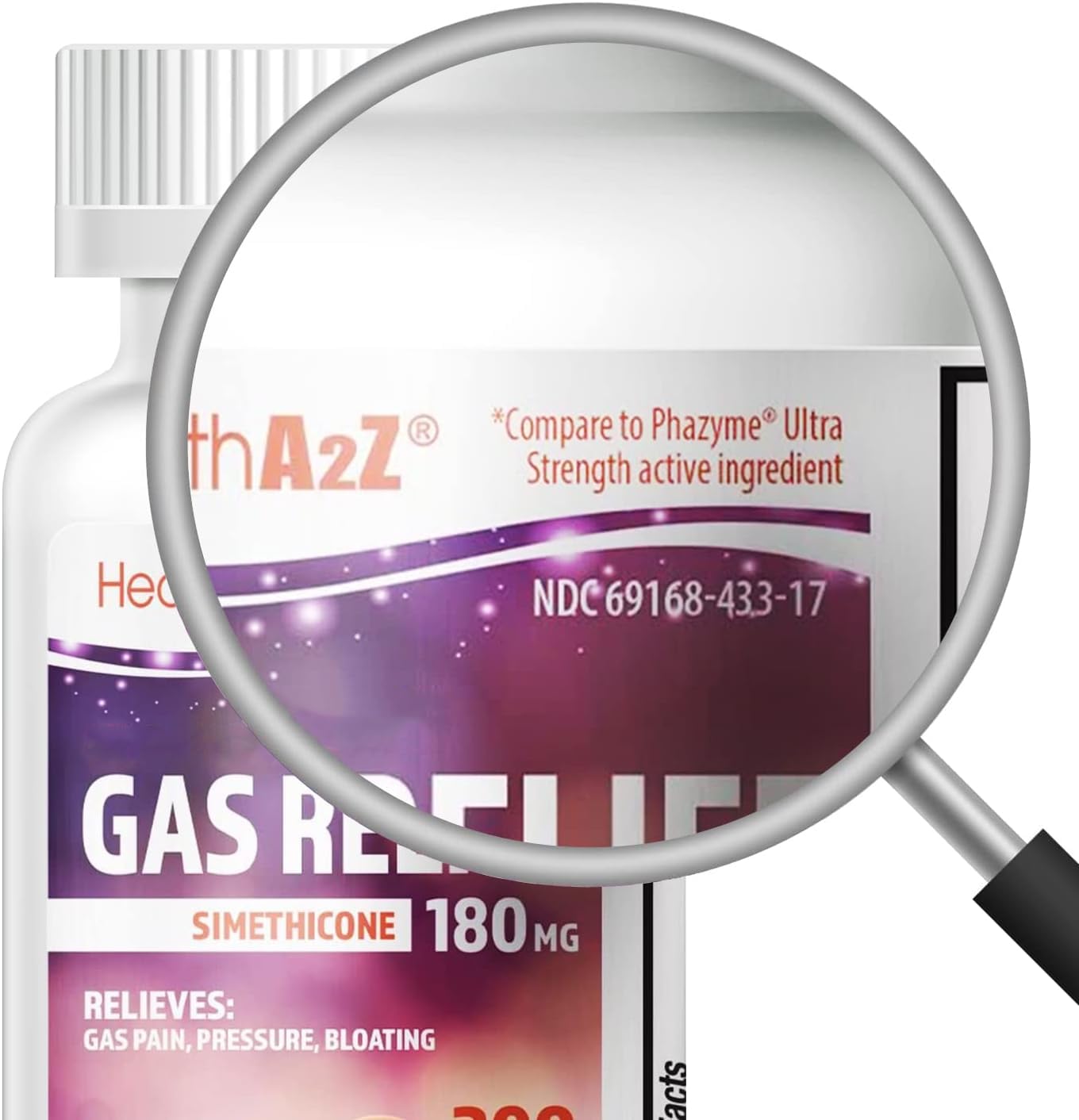 HealthA2Z® Gas Relief Simethicone 180mg | Relieves from Stomach Discomfort and Gas | Anti Flatulence | Relieves Gas Fast (300 Count (Pack of 1))
