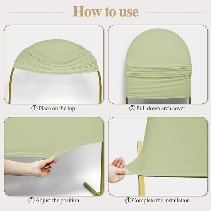 Ledido Wedding Arch Backdrop Cover 7.2FT Arch Covers Fitted Stretchy Spandex Round Top Stand Backdrop Cover for Wedding Banquet Ceremony Birthday Party Baby Shower Event Decoration,Sage Green